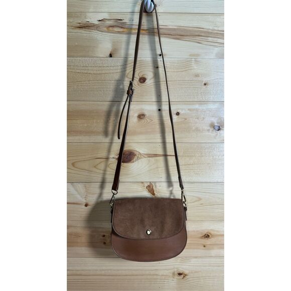 GAP Factory Handbags - Gap Factory Women's Brown Faux Suede/Leather Crossbody Bag Small Adjustable Stra